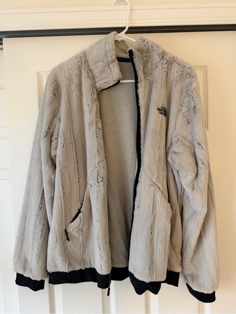 The North Face Light Gray Teddy Fleece Zip Jacket
